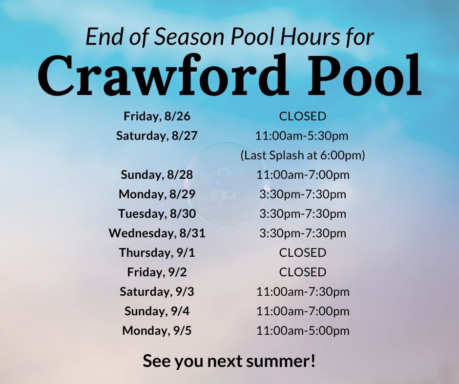 Updated End of Season Pool Hours