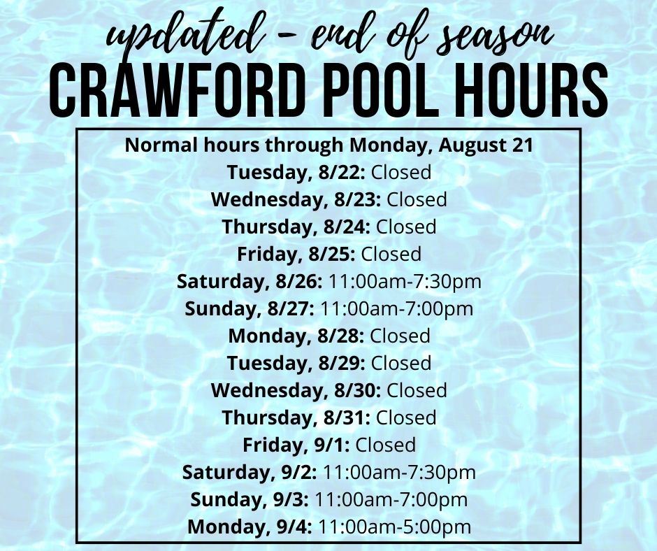 End of Season Pool Hours