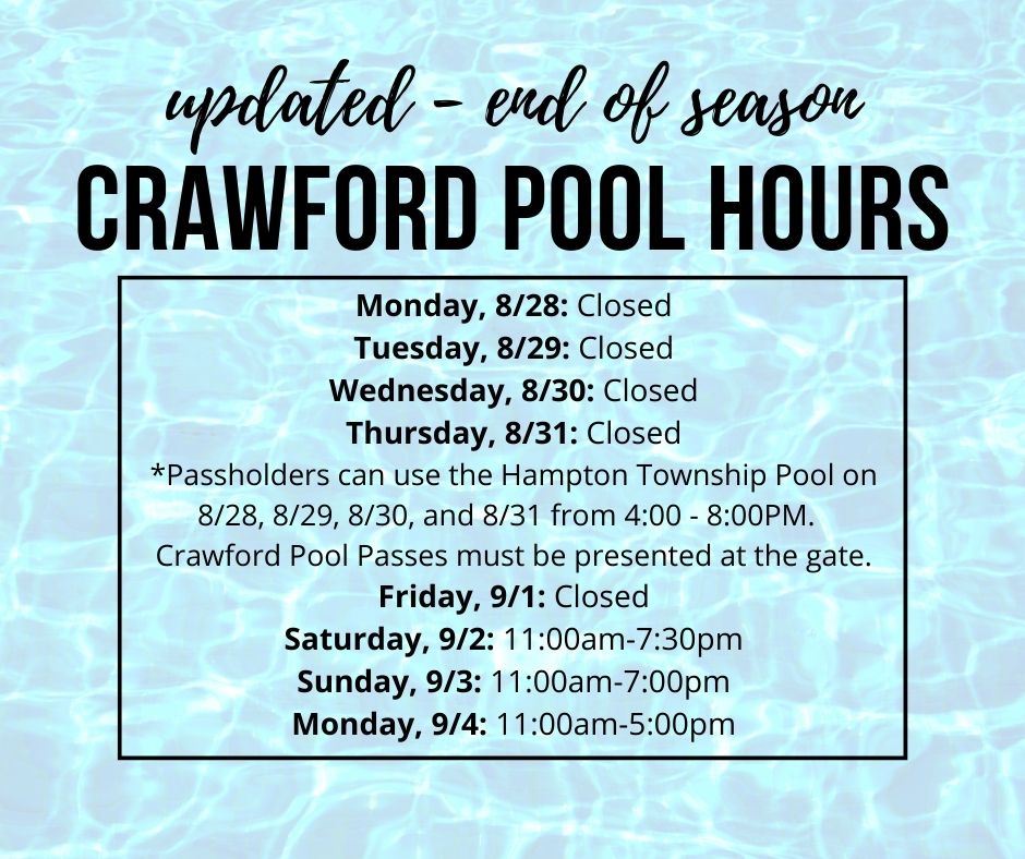 End of Season Pool Hours
