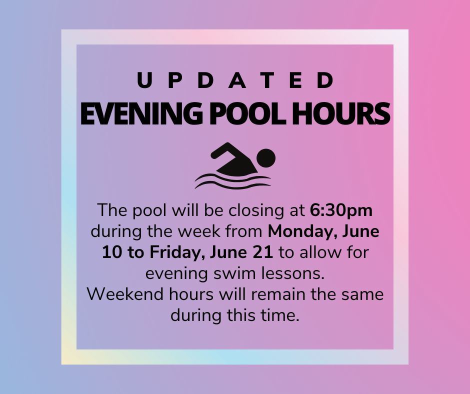 Updated Evening Pool Hours - Swim Lessons