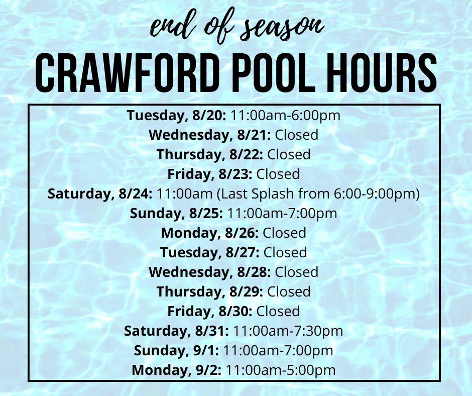 End of Season Pool Hours