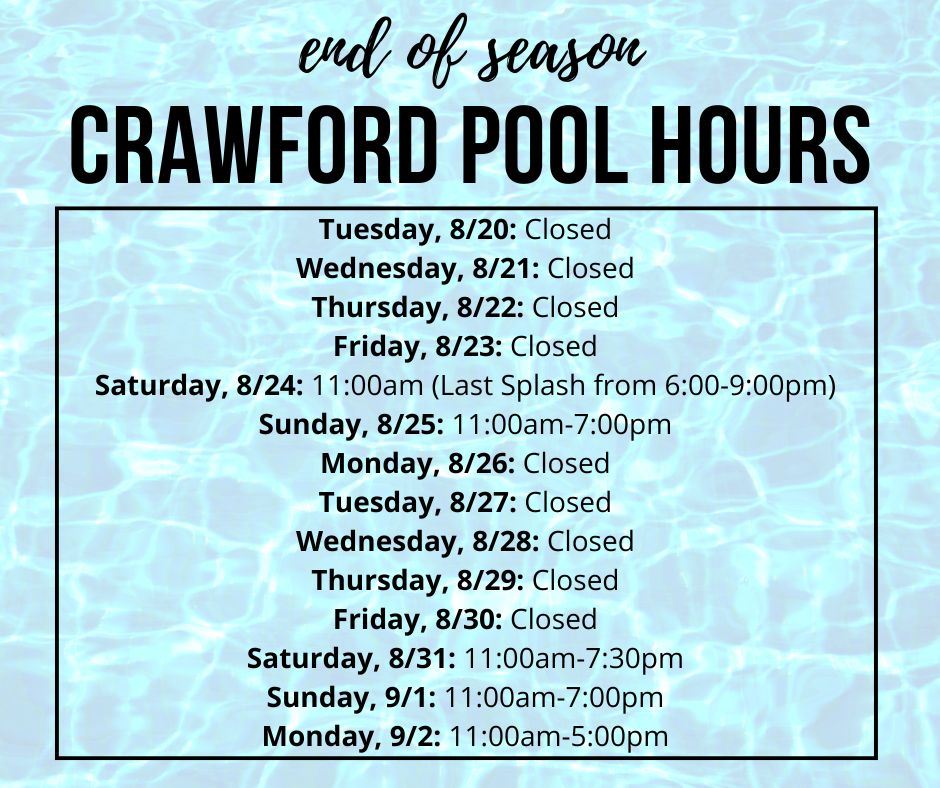 End of Season Pool Hours