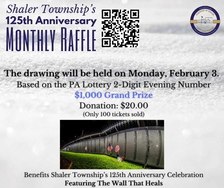 Shaler Townships 125th Anniversary Monthly Raffle