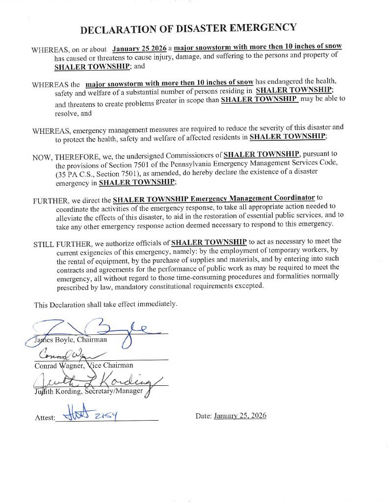 Declaration of Disaster Emergency